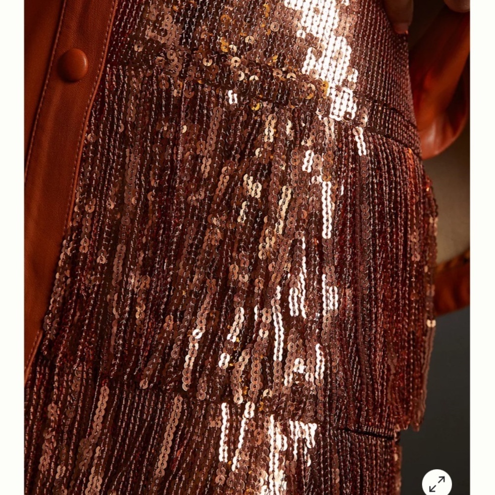 Anthropologie Maeve copper sequin flapper skirt new with tags 00 - Picture 3 of 7